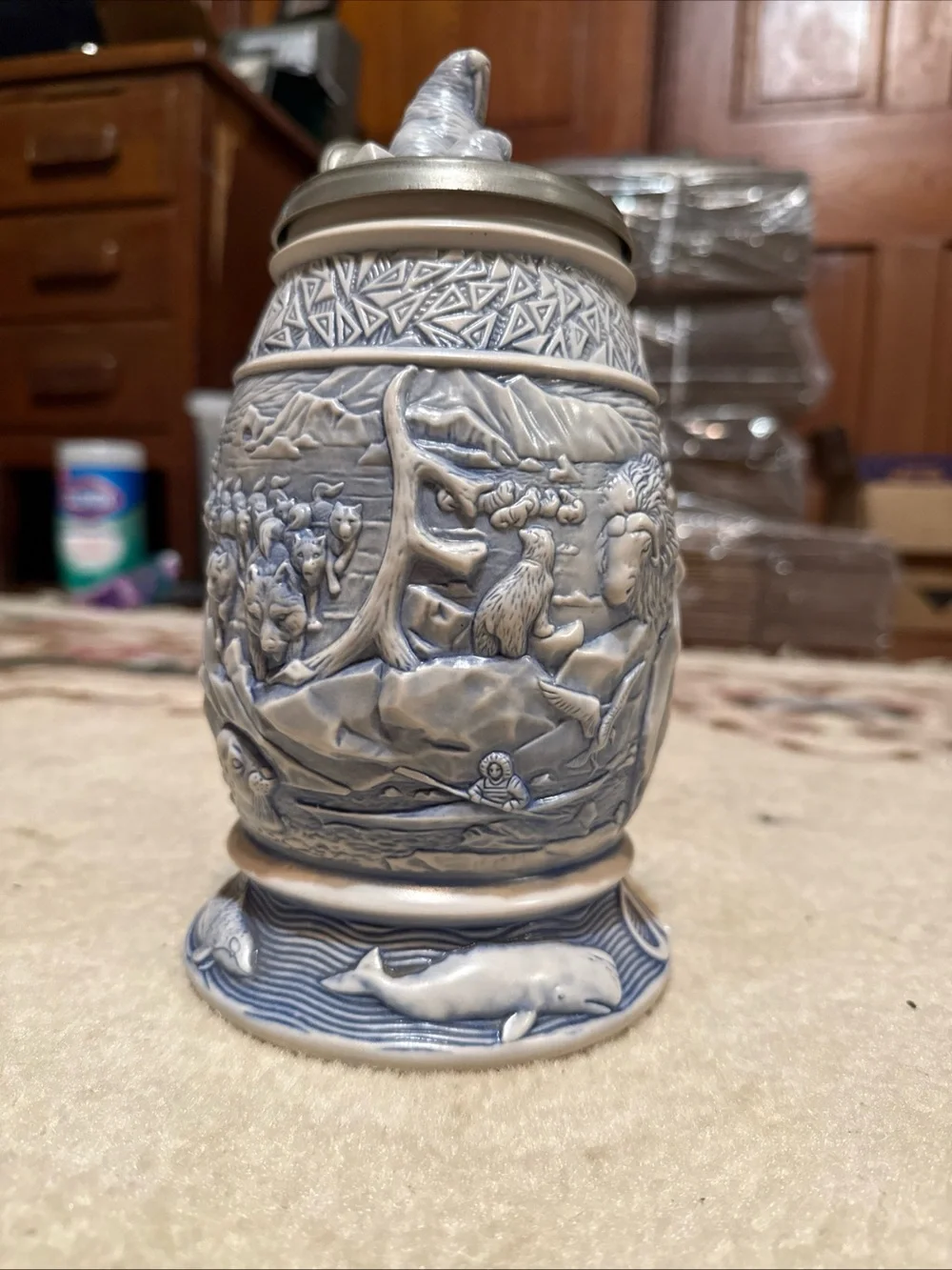 Ceramic Polar Bear Odyssey Stein - Blue and White